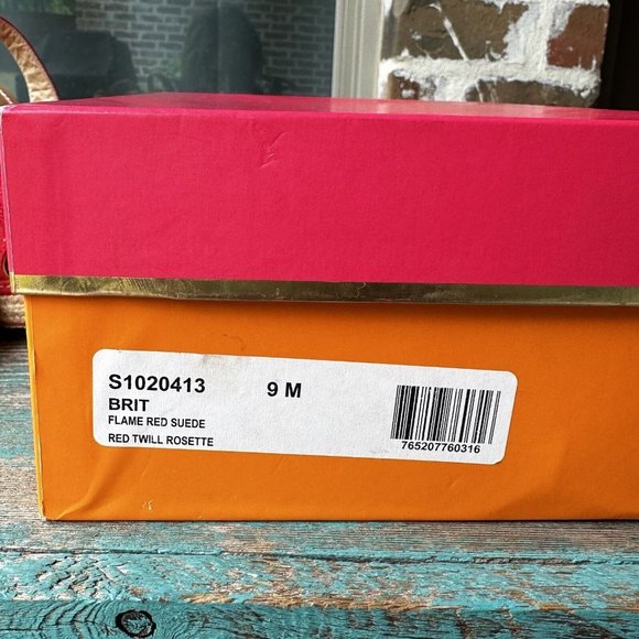 Kate Spade New York Women's Red Suede Brit Flower Toe Wedge Heel Sandals 9 M - Picture 9 of 9